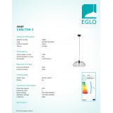 EGLO 49487 | Carlton Eglo visilice svjetiljka 1x E27 crno
