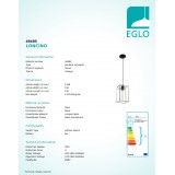 EGLO 49495 | Loncino Eglo visilice svjetiljka 1x E27 crno, dim