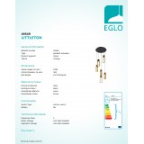 EGLO 49549 | Littleton Eglo visilice svjetiljka 6x E27 crno, smeđe, drvo