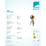 EGLO 49617 | Covaleda Eglo stolna svjetiljka 73,5cm sa prekidačem na kablu elementi koji se mogu okretati 1x E27 crno, mesing, zlatno