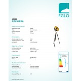 EGLO 49618 | Covaleda Eglo podna svjetiljka 164cm sa prekidačem na kablu elementi koji se mogu okretati 1x E27 crno, mesing, zlatno
