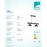 EGLO 49684 | Oldbury Eglo visilice svjetiljka 2x E27 crno, braon antik