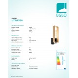 EGLO 49698 | Littleton Eglo zidna svjetiljka 1x E27 crno, smeđe, drvo