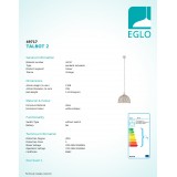 EGLO 49717 | Talbot-2 Eglo visilice svjetiljka 1x E27 antik bijela