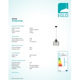 EGLO 49736 | Straiton Eglo visilice svjetiljka 1x E27 crno