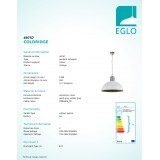EGLO 49757 | Combwich Eglo visilice svjetiljka 1x E27 sivo