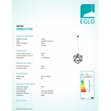 EGLO 49762 | Embleton Eglo visilice svjetiljka 1x E27 crno