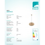EGLO 49771 | Amsfield Eglo visilice svjetiljka 1x E27 smeđe, bezbojno