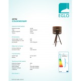 EGLO 49792 | Coldingham Eglo stolna svjetiljka 67cm sa prekidačem na kablu 1x E27 rdža smeđe