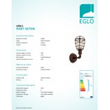 EGLO 49811 | Port-Seton Eglo zidna svjetiljka 1x E27 braon antik