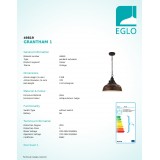 EGLO 49819 | Grantham-1 Eglo visilice svjetiljka 1x E27 braon antik, bež