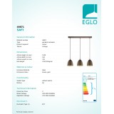 EGLO 49871 | Safi Eglo visilice svjetiljka 3x E27 smeđe, zlatno