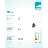 EGLO 49931 | Carlton-1 Eglo visilice svjetiljka 1x E27 crno, zlatno