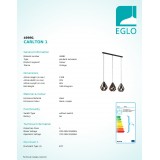 EGLO 49991 | Carlton-1 Eglo visilice svjetiljka 3x E27 crno, crveni bakar