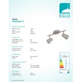 EGLO 75142 | Travale-2 Eglo stropne svjetiljke svjetiljka elementi koji se mogu okretati 2x GU10 480lm 3000K poniklano mat