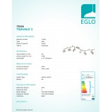 EGLO 75218 | Travale-2 Eglo stropne svjetiljke svjetiljka elementi koji se mogu okretati 6x GU10 1440lm 3000K poniklano mat