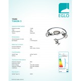 EGLO 75293 | Tukon Eglo stropne svjetiljke svjetiljka elementi koji se mogu okretati 3x GU10 720lm 3000K krom, poniklano mat