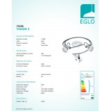 EGLO 75296 | Tukon Eglo stropne svjetiljke svjetiljka elementi koji se mogu okretati 3x GU10 720lm 3000K krom, bijelo
