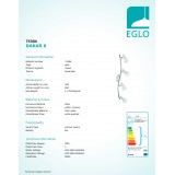 EGLO 75304 | Dakar6 Eglo stropne svjetiljke svjetiljka elementi koji se mogu okretati 4x E14 1280lm 3000K krom, bijelo, saten
