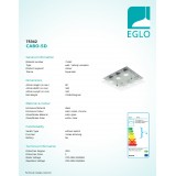 EGLO 75342 | CaboSD Eglo stropne svjetiljke svjetiljka - Step Dim. četvrtast s impulsnim prekidačem jačina svjetlosti se može podešavati 6x GU10 2400lm 3000K bijelo, poniklano mat, krom