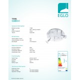EGLO 75381 | Cabo-C Eglo zidna, stropne svjetiljke svjetiljka okrugli daljinski upravljač jačina svjetlosti se može podešavati, promjenjive boje 4x GU10 880lm RGBK krom, bijelo, prozirno