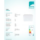 EGLO 75469 | Frania Eglo zidna, stropne svjetiljke svjetiljka četvrtast 1x LED 720lm 3000K bijelo