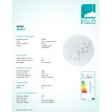 EGLO 80263 | Mars Eglo zidna, stropne svjetiljke svjetiljka okrugli 1x E27 saten, bijelo