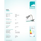 EGLO 81265 | Fabio Eglo svjetiljke sa štipaljkama svjetiljka sa prekidačem na kablu fleksibilna 1x E14 srebrno