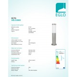 EGLO 81751 | Helsinki Eglo podna svjetiljka 45cm 1x E27 IP44 plemeniti čelik, čelik sivo, bijelo