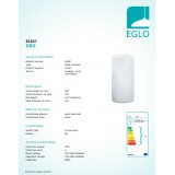 EGLO 81827 | Geo Eglo stolna svjetiljka 20cm sa prekidačem na kablu 1x E14 opal mat