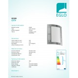 EGLO 82309 | City Eglo zidna svjetiljka 1x E27 IP44 plemeniti čelik, čelik sivo, bijelo