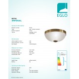 EGLO 82741 | Imperial Eglo stropne svjetiljke svjetiljka 2x E27 bronca, bijelo