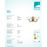 EGLO 82752 | Savoy Eglo zidna svjetiljka s poteznim prekidačem 2x E14 bronca, bijelo