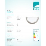 EGLO 83163 | Planet1 Eglo zidna svjetiljka 1x E27 poniklano mat, bijelo, prozirno