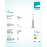 EGLO 83279 | Helsinki Eglo podna svjetiljka 45cm sa senzorom 1x E27 IP44 plemeniti čelik, čelik sivo, bijelo
