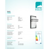 EGLO 83433 | Park Eglo zidna svjetiljka 1x E27 IP44 antracit, saten