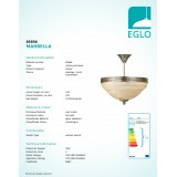 EGLO 85856 | Marbella Eglo stropne svjetiljke svjetiljka 3x E14 bronca, šampanjac žuto, alabaster