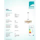 EGLO 85858 | Marbella Eglo luster svjetiljka 9x E14 bronca, šampanjac žuto, alabaster