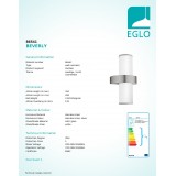 EGLO 86541 | Beverly Eglo zidna svjetiljka cilindar 2x E27 IP44 plemeniti čelik, čelik sivo, srebrno, saten