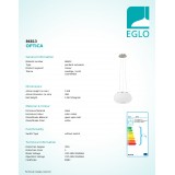 EGLO 86813 | Optica Eglo visilice svjetiljka okrugli 2x E27 poniklano mat, opal mat