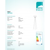 EGLO 86817 | Optica Eglo podna svjetiljka 157cm sa nožnim prekidačem 2x E27 poniklano mat, opal mat