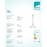 EGLO 87008 | Lord2 Eglo visilice svjetiljka s podešavanjem visine 1x E27 poniklano mat, alabaster