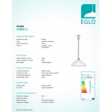 EGLO 87009 | Lord2 Eglo visilice svjetiljka s podešavanjem visine 1x E27 bukva, alabaster, poniklano mat