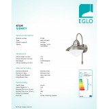EGLO 87105 | Sidney Eglo zidna svjetiljka sa senzorom 1x E27 IP44 plemeniti čelik, čelik sivo, saten