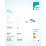 EGLO 87219 | Palmera Eglo zidna svjetiljka 2x E14 IP44 krom, opal