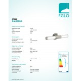 EGLO 87222 | Palmera Eglo zidna svjetiljka 2x E14 IP44 poniklano mat, opal
