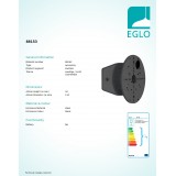 EGLO 88153 | Corner Eglo zidna rezervni dijelovi, moztaža za ćošak crno