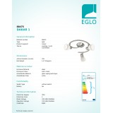 EGLO 88475 | Dakar1 Eglo spot svjetiljka elementi koji se mogu okretati 3x E14 poniklano mat, bijelo