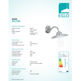 EGLO 88489 | Milton Eglo zidna svjetiljka 1x E27 IP44 pocinčana, prozirna