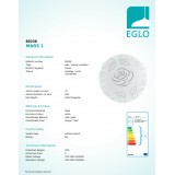EGLO 89238 | Mars Eglo zidna, stropne svjetiljke svjetiljka okrugli 1x E27 saten, bijelo